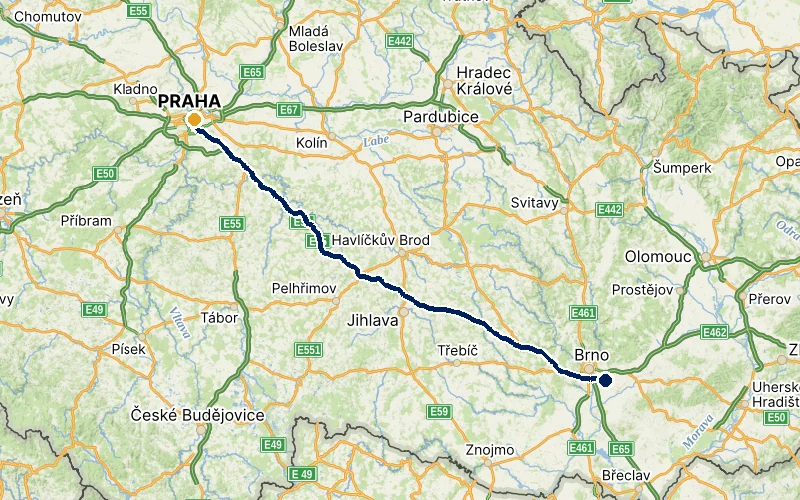 letiště Brno → Praha