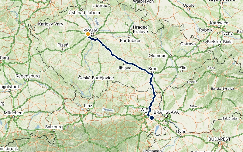 letiště Vídeň → Praha