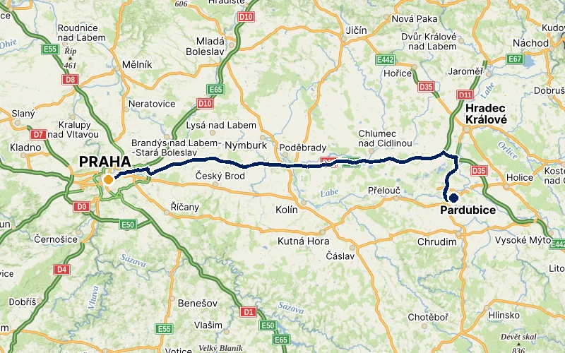 Pardubice → Praha