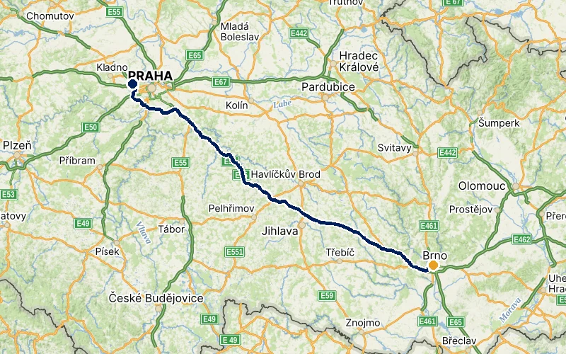 letiště Praha → Brno