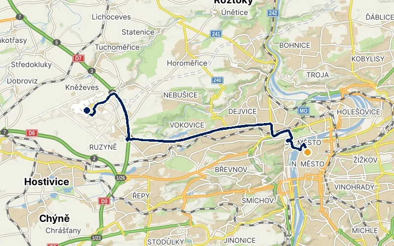 letiště Praha → Centrum Prahy