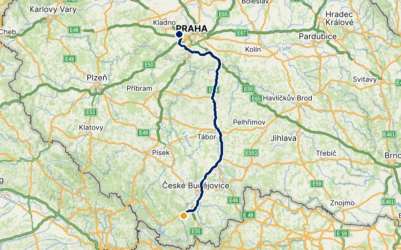 letiště Praha → Český Krumlov