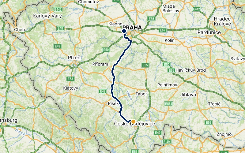 letiště Praha → Hluboká nad Vltavou
