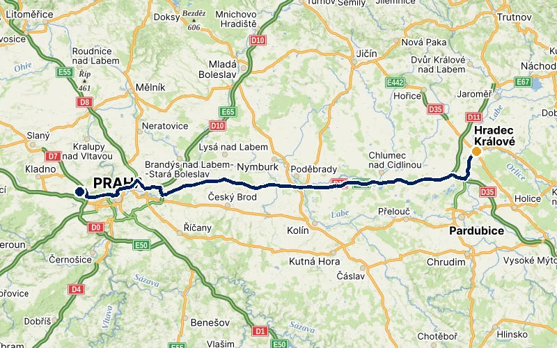 letiště Praha → Hradec Králové