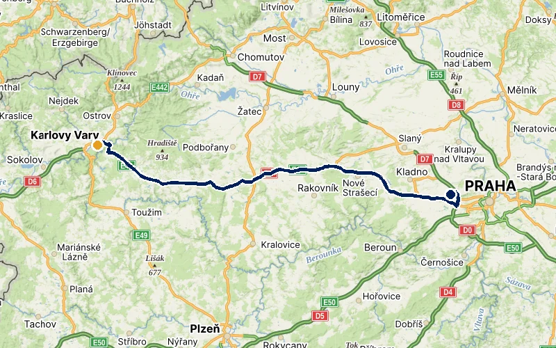 letiště Praha → Karlovy Vary