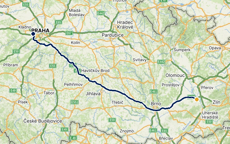 letiště Praha → Kroměříž