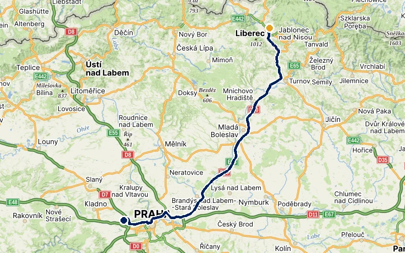 letiště Praha → Liberec