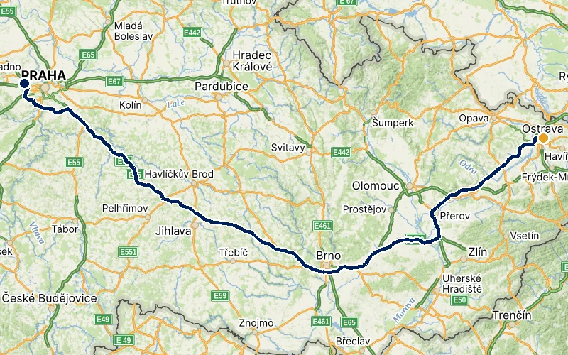 letiště Praha → Ostrava