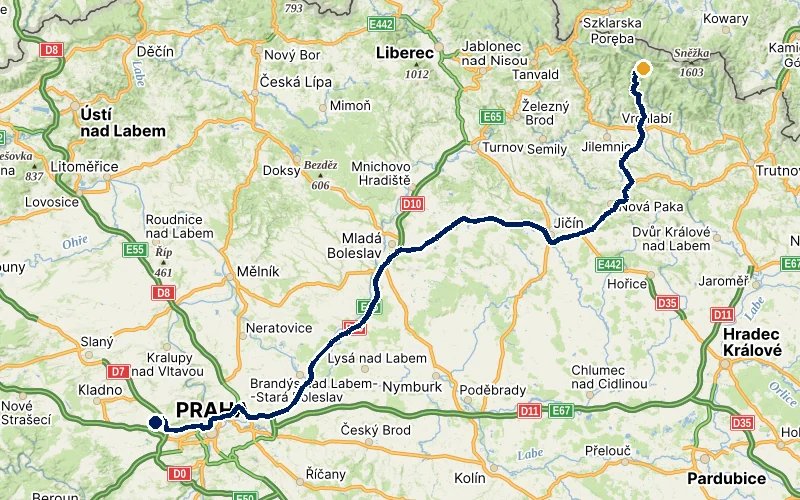 letiště Praha → Špindlerův Mlýn