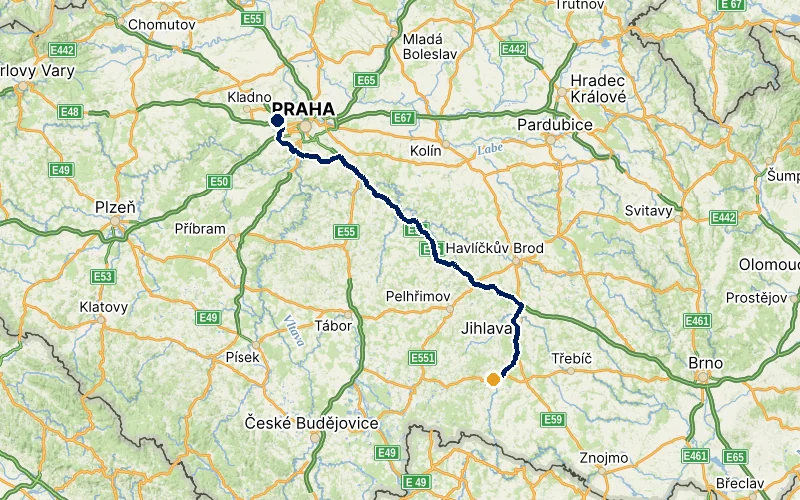 letiště Praha → Telč