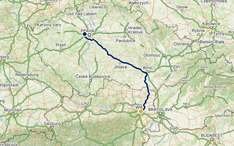 letiště Praha → Vídeň